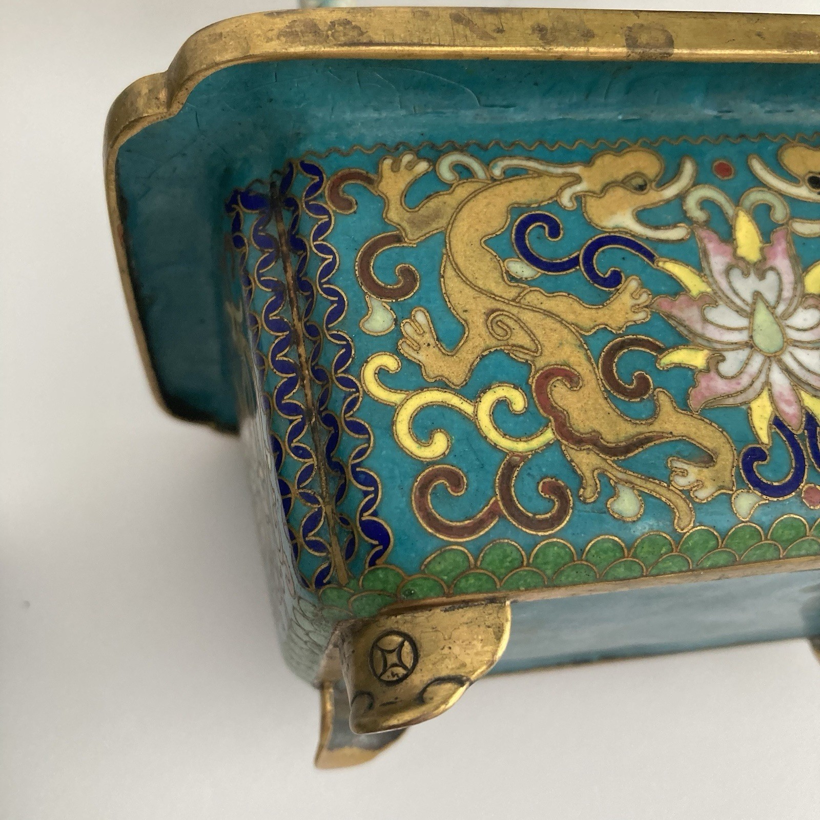 Pair Antique Chinese Jade Bonsai Tree in Cloisonne Pot w Amethyst Carnelian VTG