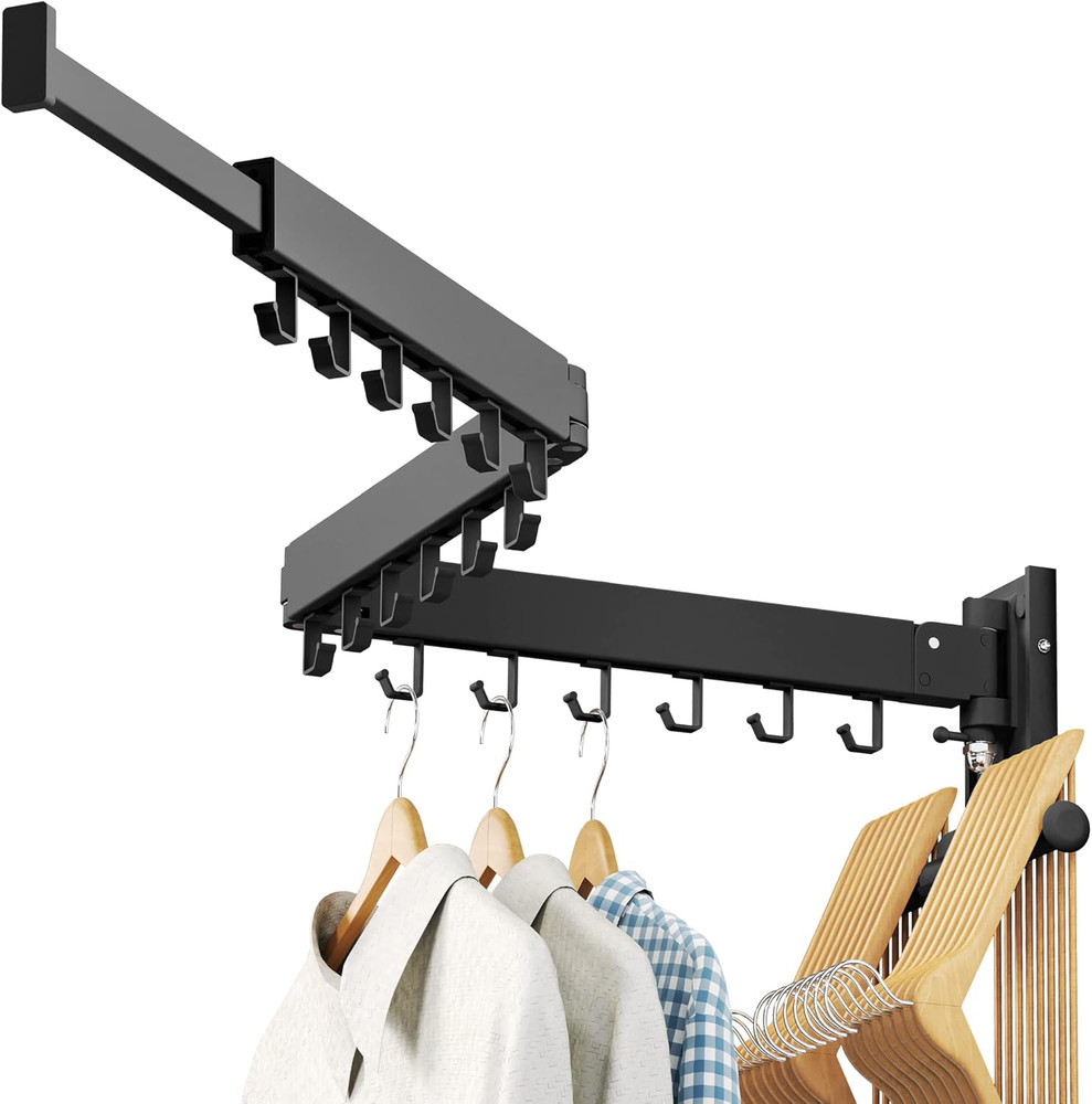 Folding Wall-Mounted Clothes Drying Rack for Laundry Room Organization
