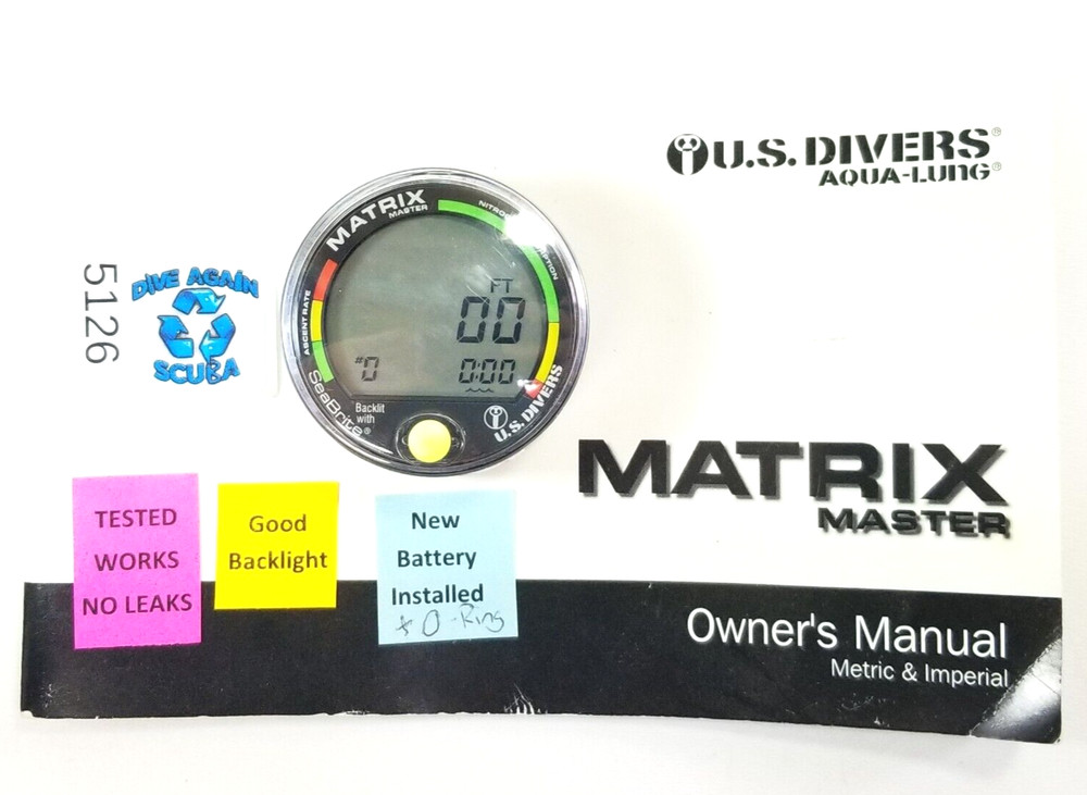 US Divers / Aqua Lung Matrix Master, backlight, Scuba Dive Diving Computer Puck