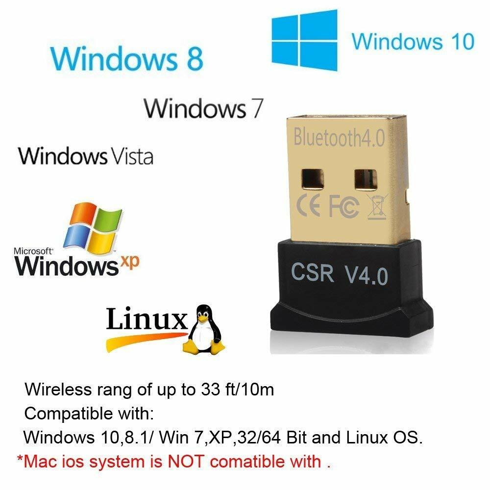 Mini USB CSR Bluetooth 4.0 Dongle Adapter for PC Laptop Windows XP 7 8 10 w/CD