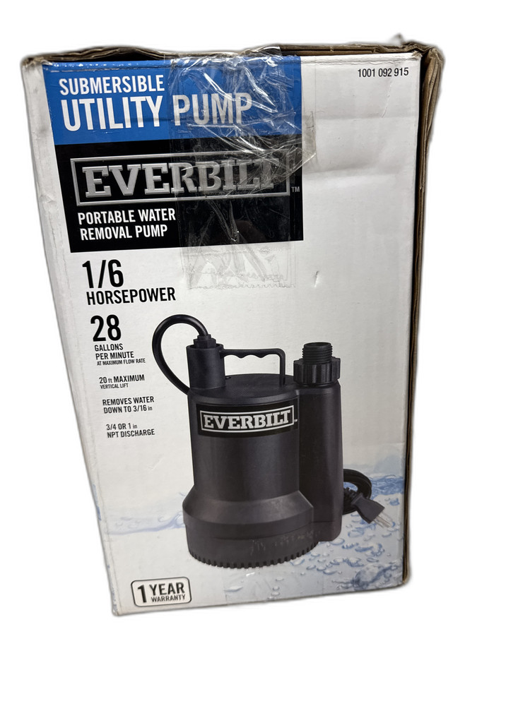 Everbilt 1/6 HP Plastic Submersible Utility Pump