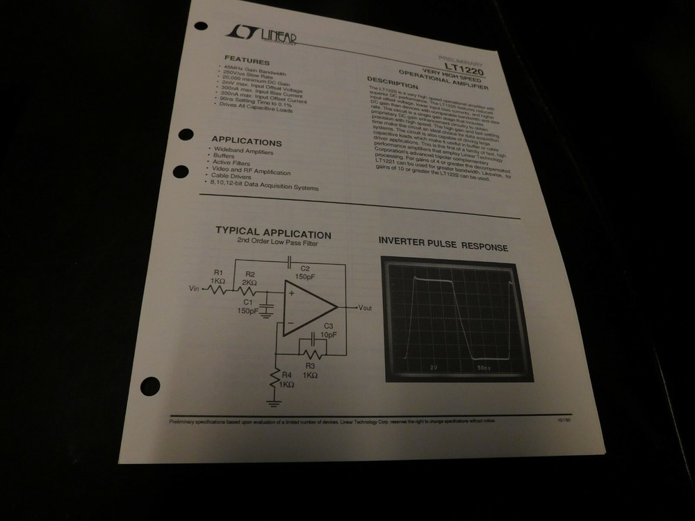 Electronics Specification Guide Application Linear Technology LT1220