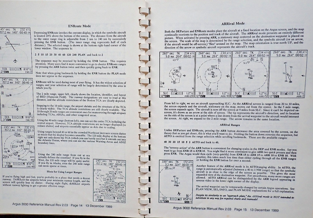 Eventide Avionics Argus 3000 Moving Map Display 1989 Manual Operation Schematics