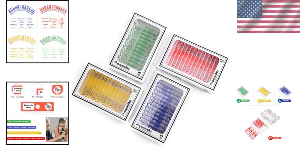 Explore Nature with 48pcs Prepared Plastic Microscope Slides for Children