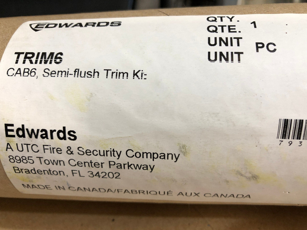 Edwards VM1, TRIM6, Cabinet Flush Mounting Bracket Kit