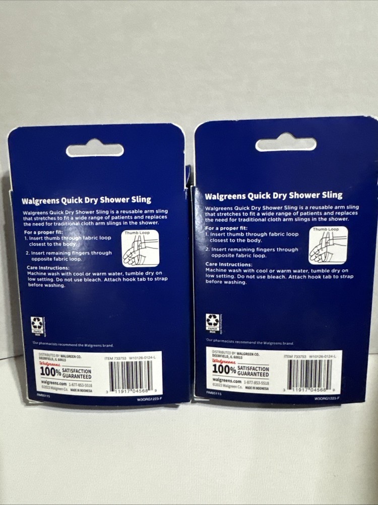 2 X Walgreens Quick Dry Shower Sling~Quick Dry