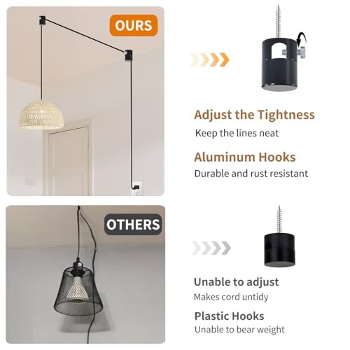 Upgraded Ceiling Hooks, Aluminum Adjustable Ceiling Hooks for 3 Pack Black
