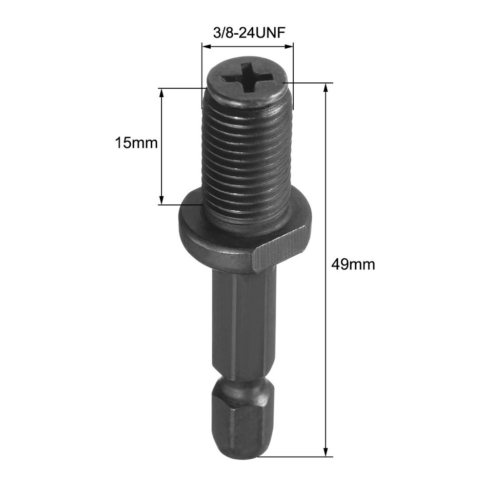 3PCS 3/8-24UNF Drill Chuck Adapter Thread Keyless Hex Shank