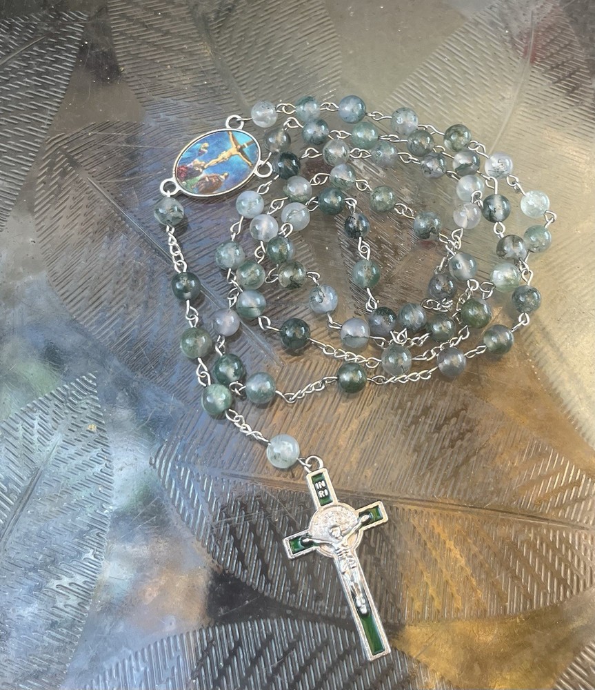 Green Moss Agate Rosary