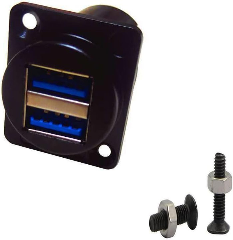 USB 3.0 D Panel Mount Socket Dual 2X USB Port Solderless Series D-Type Connector
