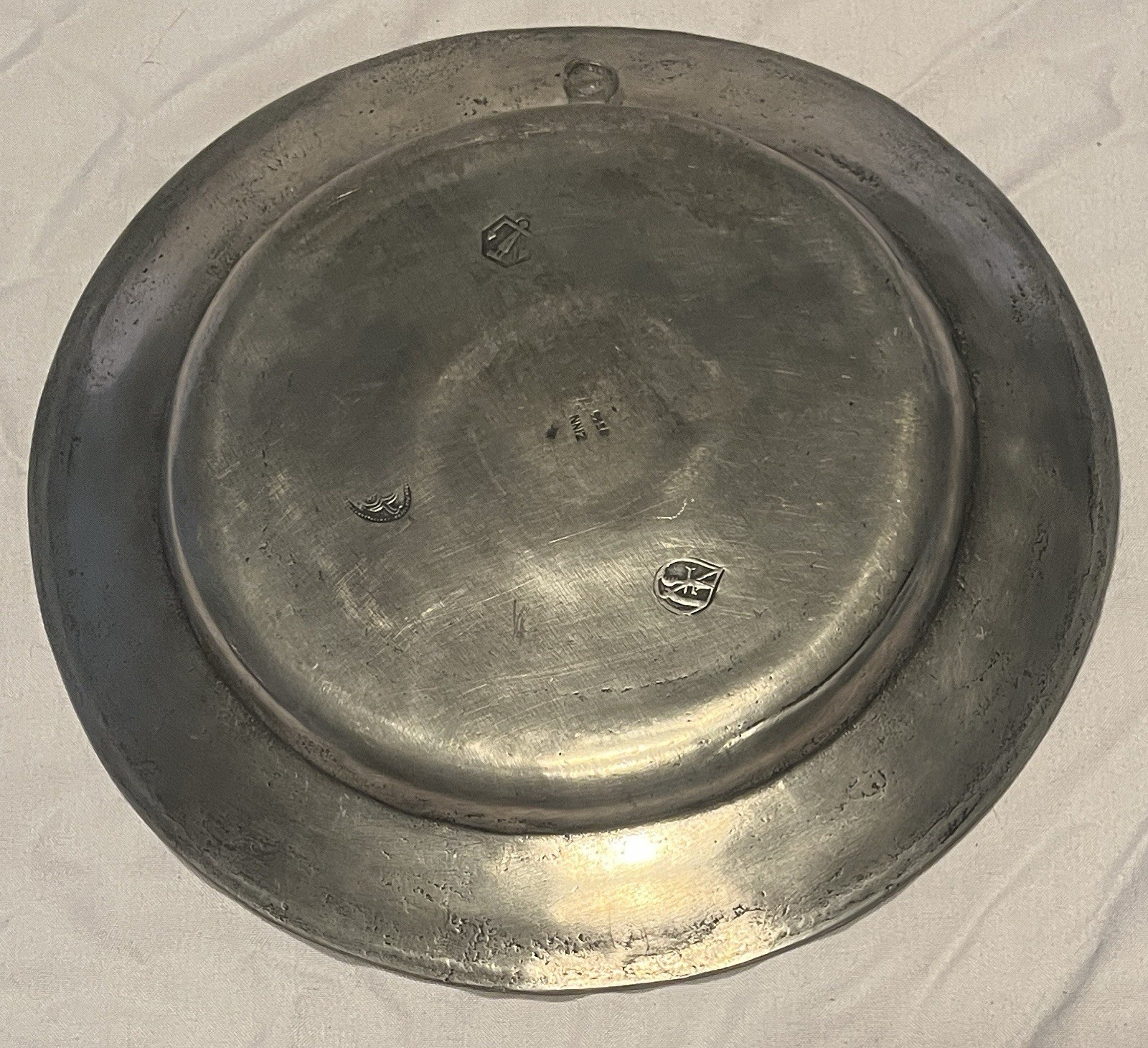 Large Pewter Plate Charger Dated 1670 - Marked/Stamped Handmade