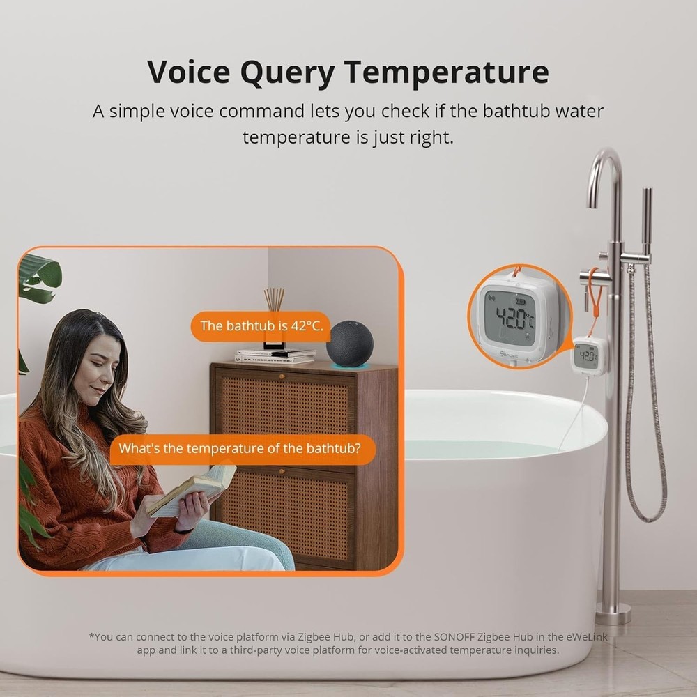 Zigbee Waterproof Temperature Sensor with LCD Display & 1.5M Probe - Smart Home