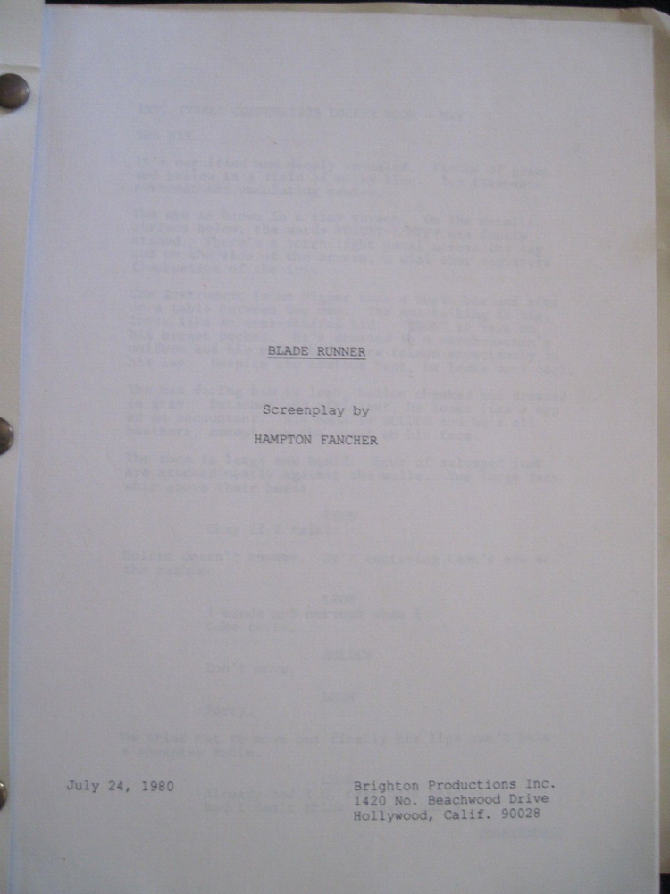 ORIGINAL SCRIPT for BLADE RUNNER - RIDLEY SCOTT, HARRISON FORD SCI-FI FILM