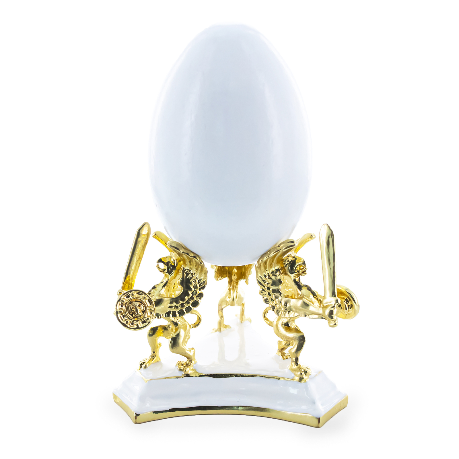 Imperial Gold Tone Metal Egg Sphere Stand Holder Display