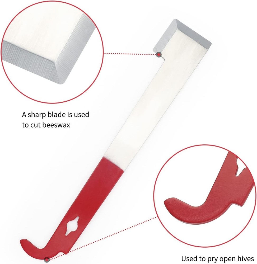 Essential 10-1/2-Inch Beekeeping Tool - Sturdy Frame Lifter & Wax Scraper