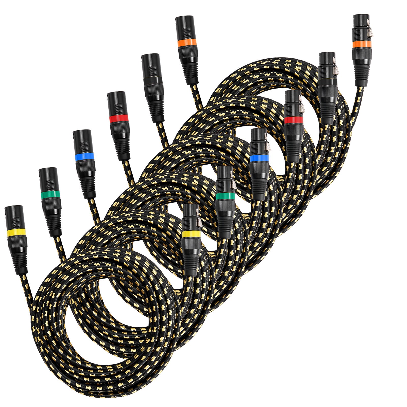 Uimoso 25 ft 6-Pack XLR Cables, Balanced 3-Pin Male to Female Microphone Cords