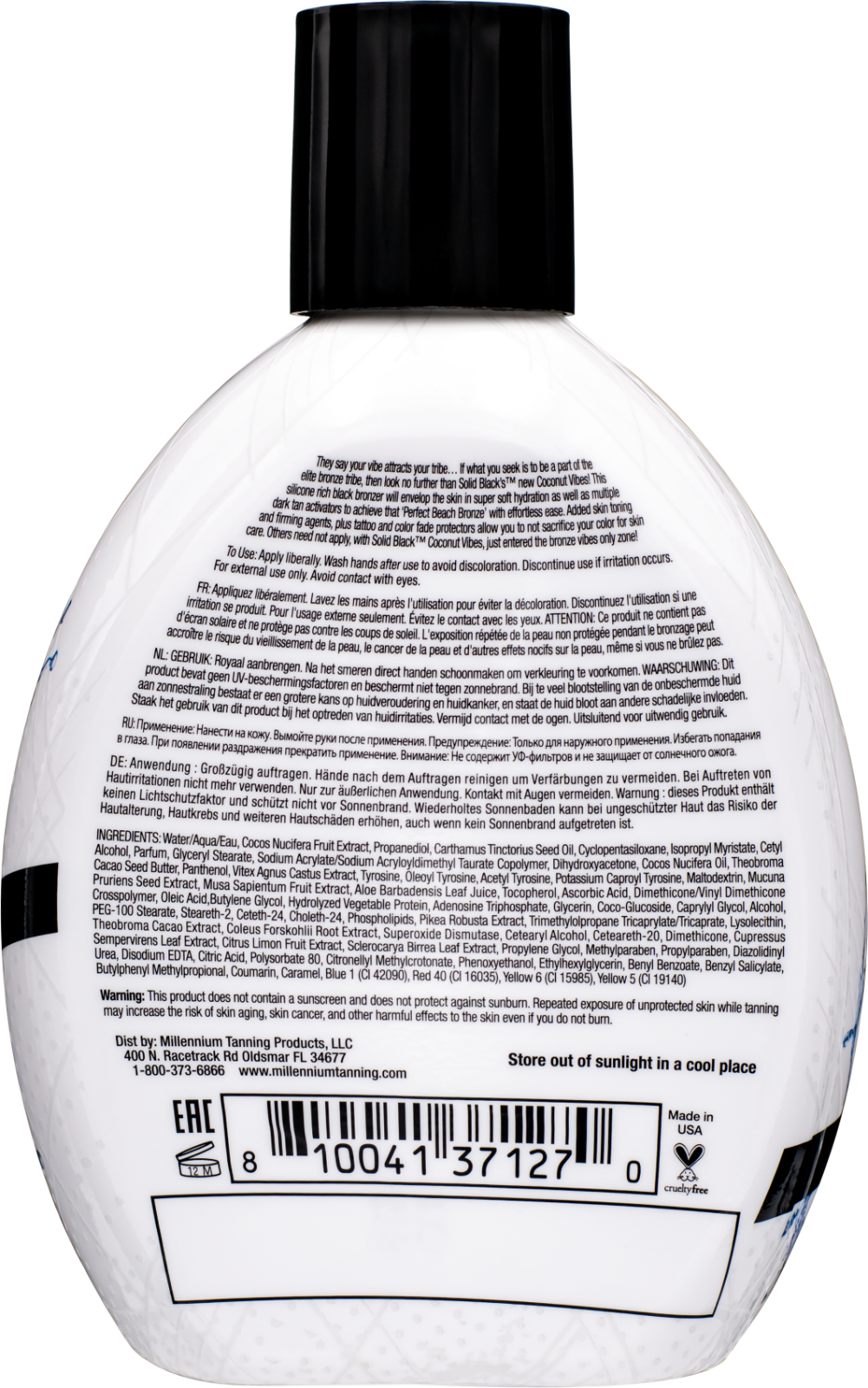 Millennium SOLID BLACK COCONUT VIBES Coconut Infused Tanning Bed Lotion - 2 Pack