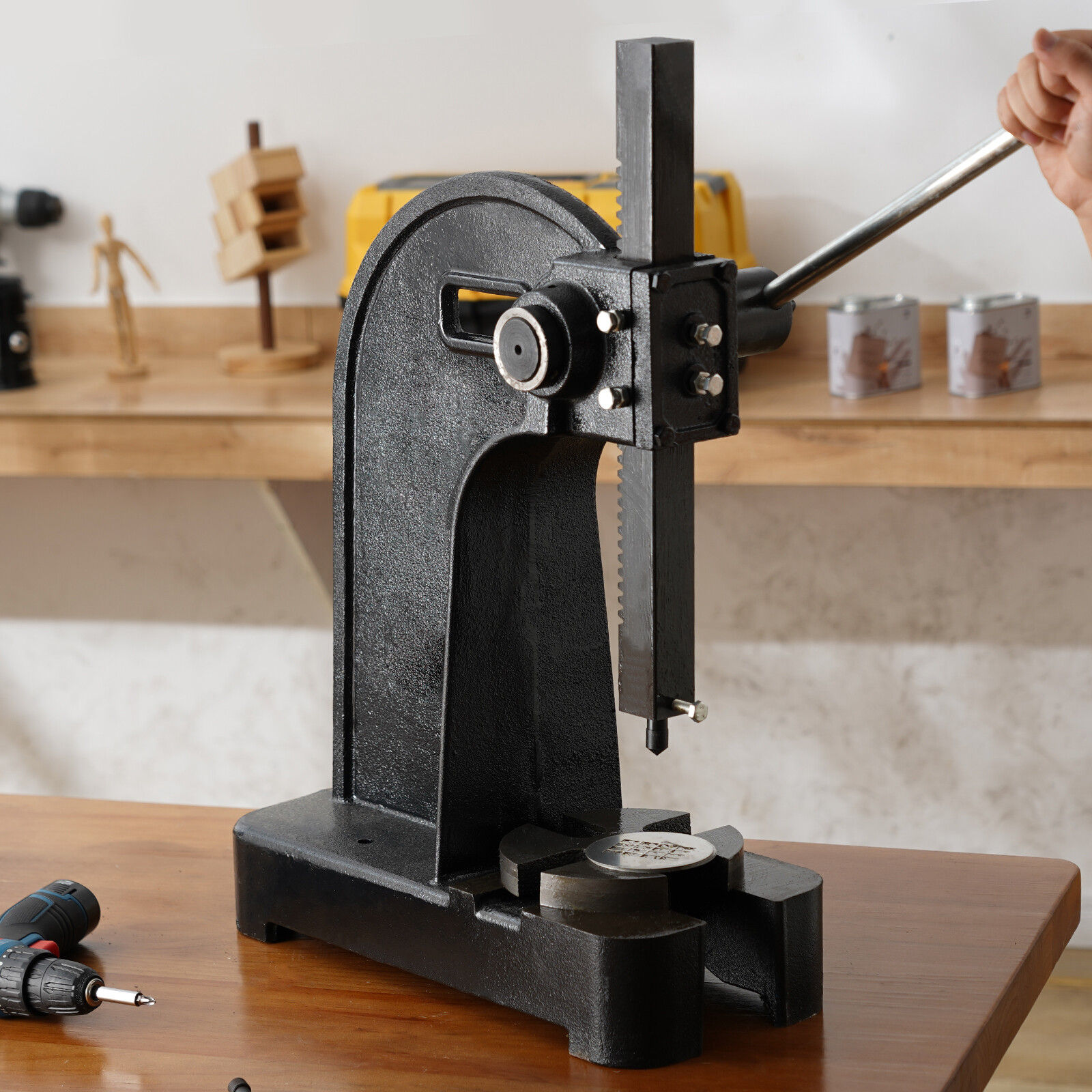 VEVOR Arbor Press 3 Ton Lever Bench Mountable Bearings Cast Iron Manual Desktop