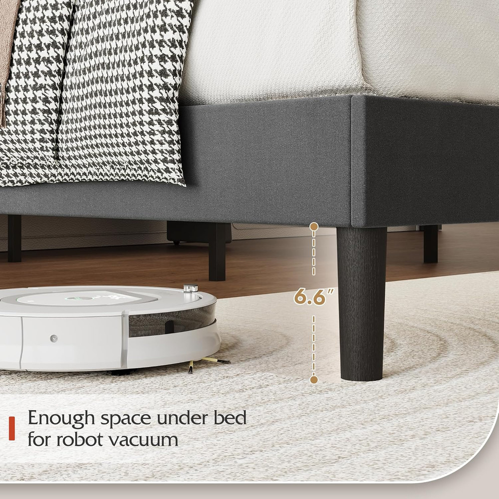 Upholstered Bed Frame, Queen Bed Frame with Tufted Headboard, Platform Bed with