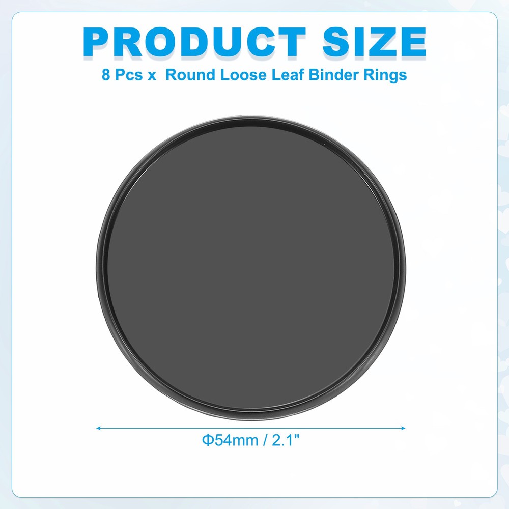 2 inch Plastic Book Binding Discs, 8Pcs Discbound Expansion Discs Round, Black
