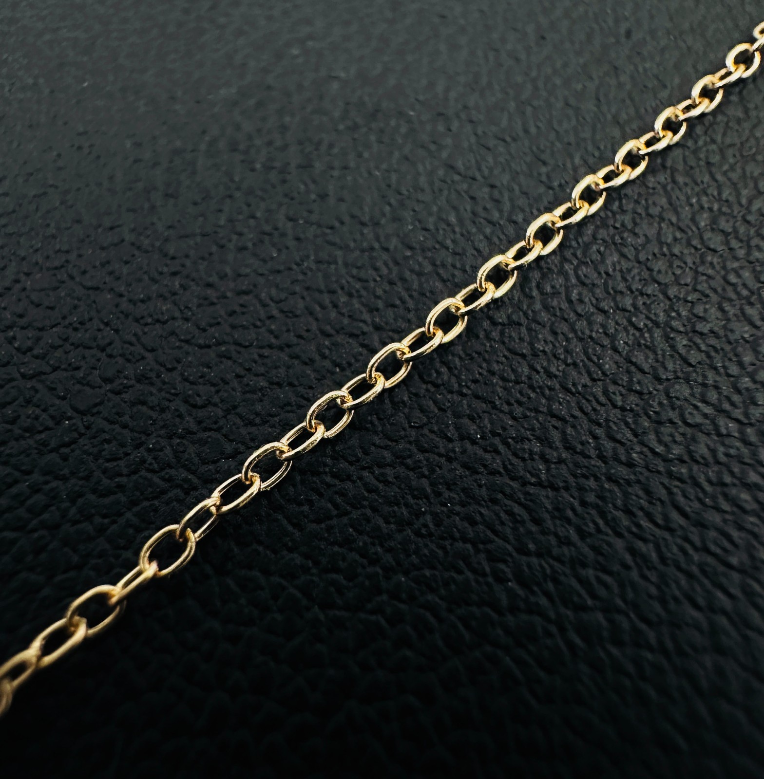 14K Solid Yellow Gold Cable Link Safety Chain Extension Extender, 1mm, 2.25"