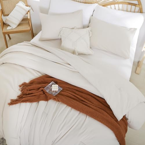Full Size Comforter Modern Beige 3PCS Microfiber Full Size Comforter Sets for