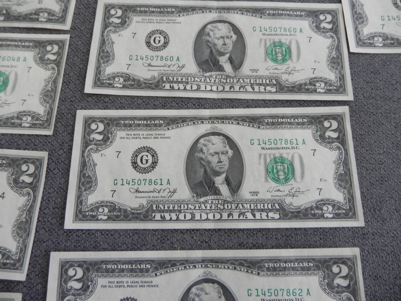 United States $2 Bill LOT Of 20 -1976 9-Uncirculated Sequential Numbers 11-VG !!