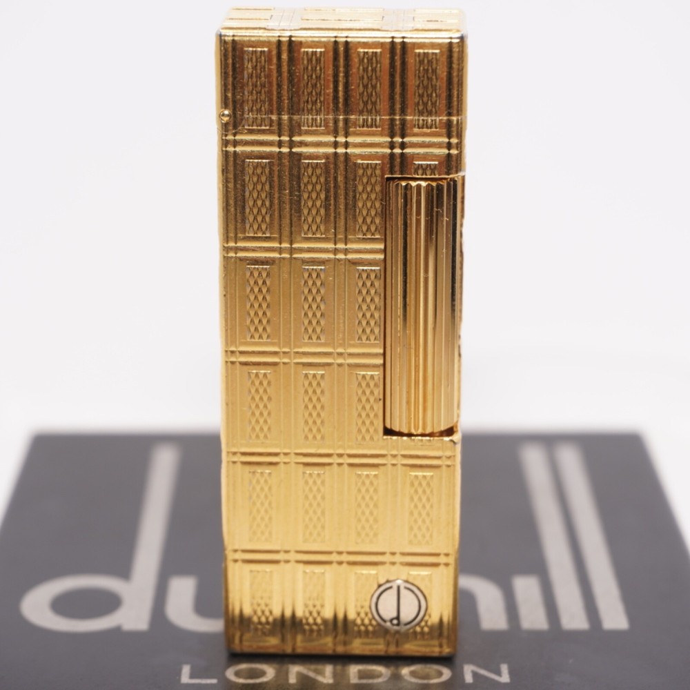 Rare Dunhill Lighter Gold check Pattern-Ultrasonically cleaned