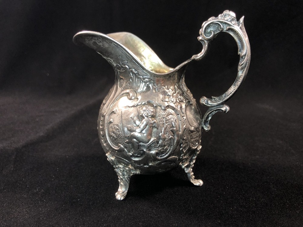 Historicist cream jug, 800 silver, gilded inside