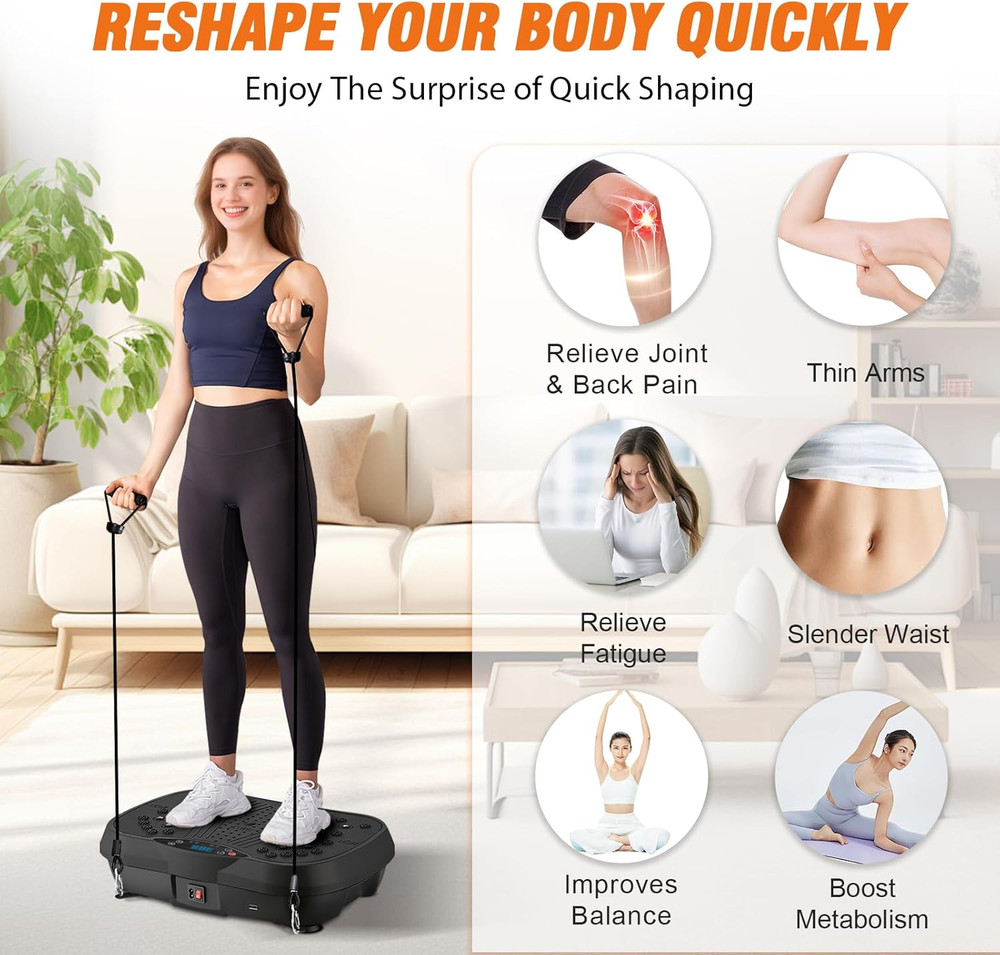 ALSO GO Vibration Plate Exercise Machine, 10 Preset Modes & 200-Level Vibration