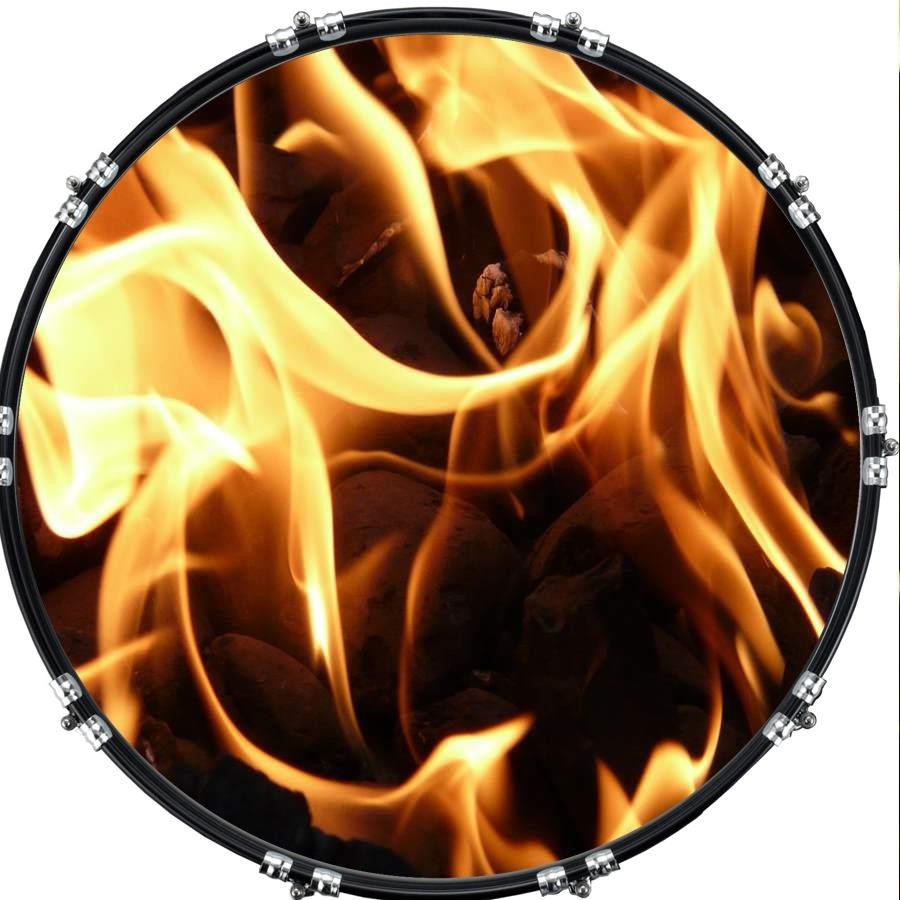 Custom 22" Kick Bass Drum Head Graphical Image Front Skin Fire 2