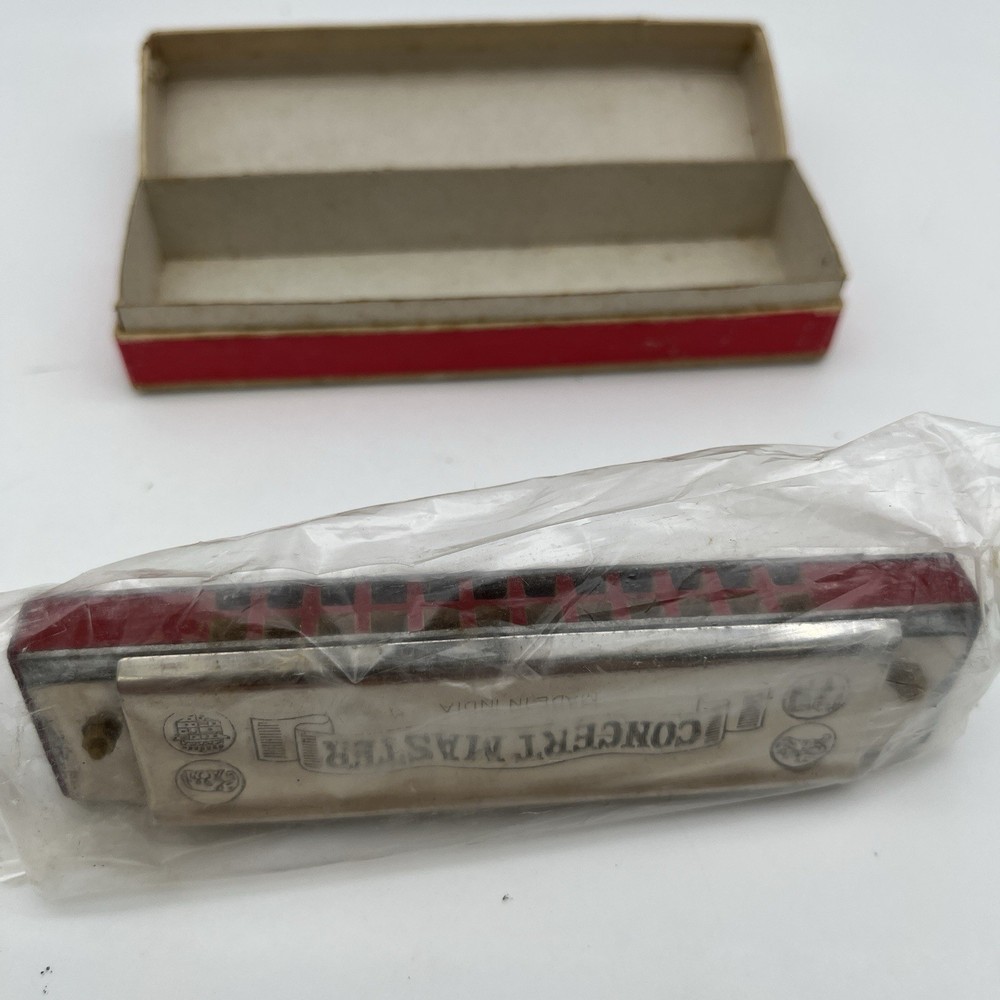 Vtg Harmonica Concert Master , India 1979 , In Wrapper. Box Damage