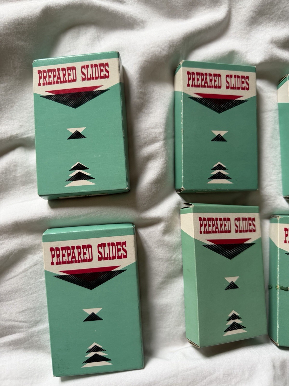 8 Vintage Microscope Slide Boxes. Prepared slides