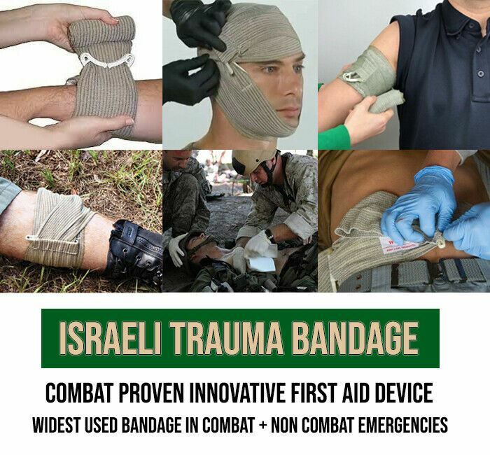 5 PACK 4" Trauma Bandage Emergency Israeli Style Battle Wound Dressing First Aid