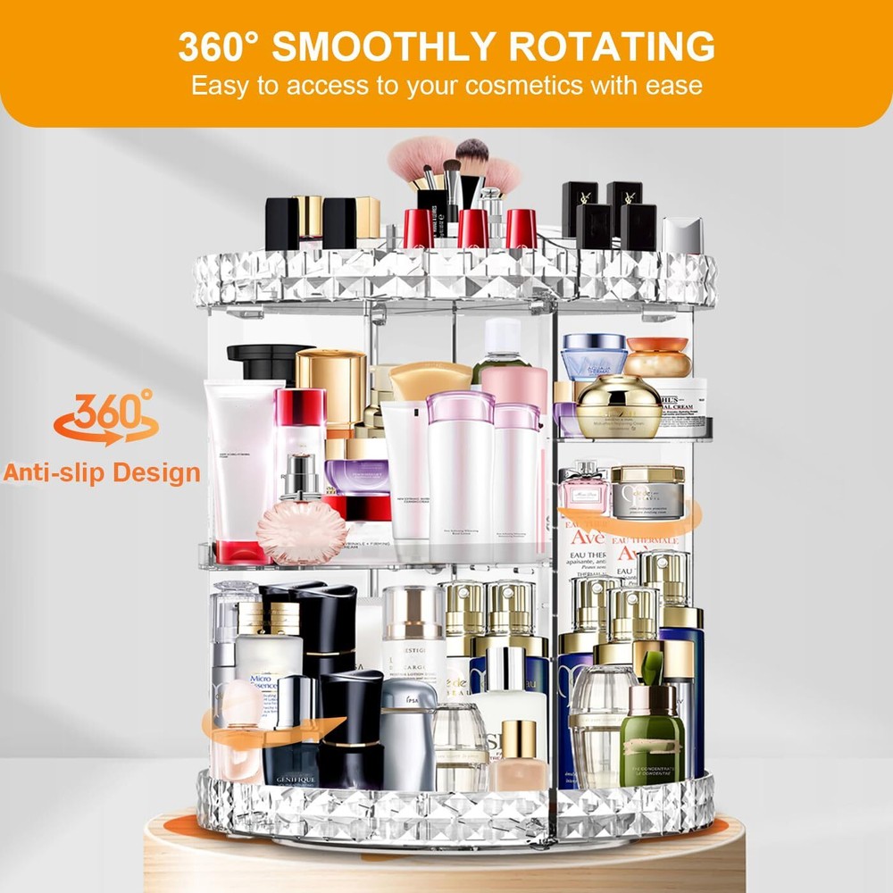 Makeup Organizer 360 Degree Rotating 7 Adjustable Layers Large Capacity