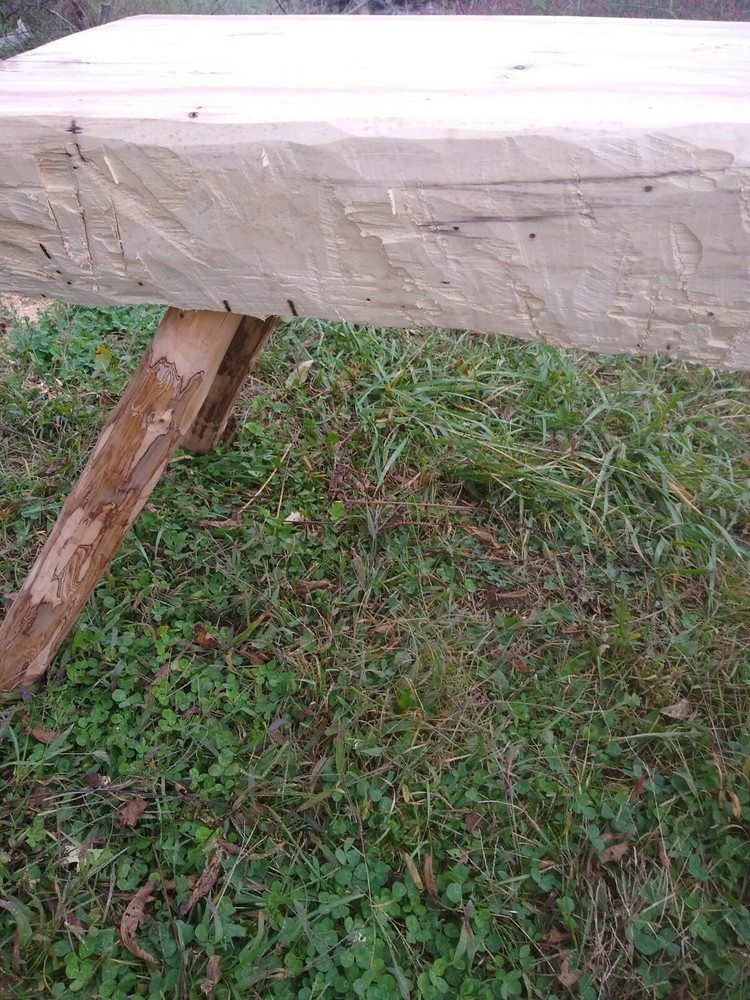Log Bench Hewn Poplar Rustic Style