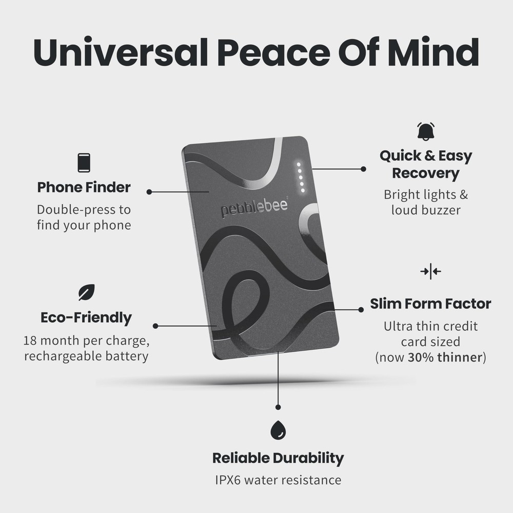 Pebblebee Card 5 | Rechargeable Bluetooth Wallet Tracker | Thin...