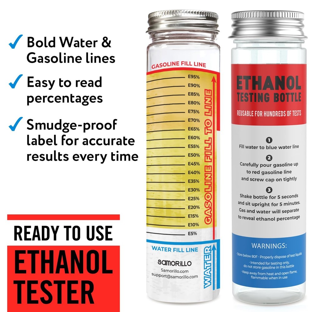 [2-Pack] Reusable Ethanol Testing Kit - Wide Mouth Fuel Test Bottle for E85...