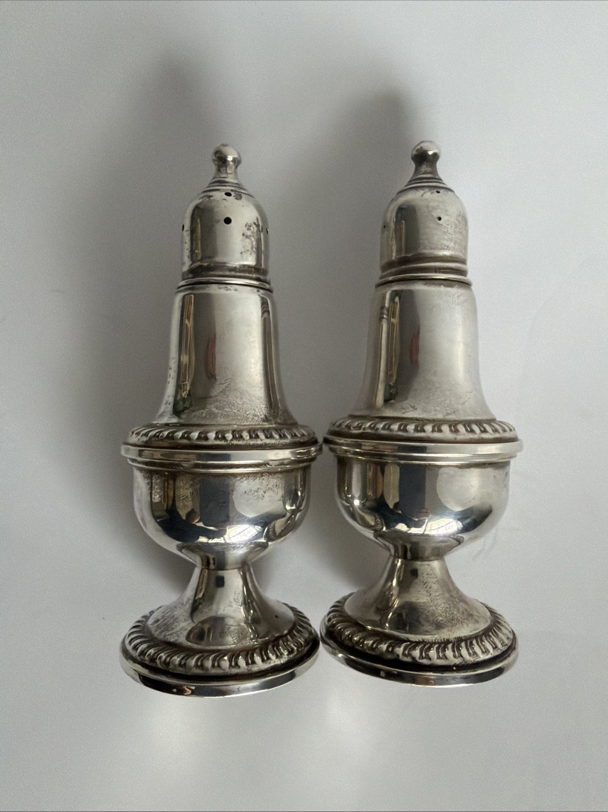 Empire STERLING SILVER Weighted Salt & Pepper Shaker Pair Set Lot 4.5"H