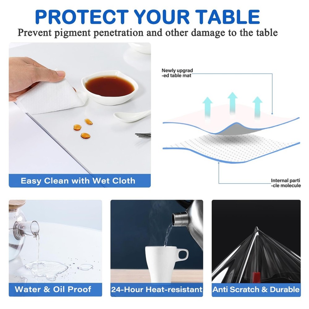 48 Inch Diameter Round Crystal Clear PVC Table Top Protector Plastic Tableclo...