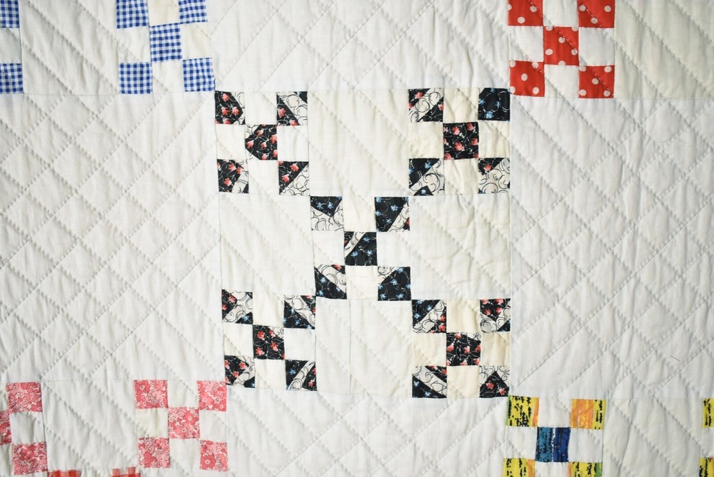 Vintage Double Nine Patch Antique Quilt, Mint Condition ~Signed & Dated "1964"!