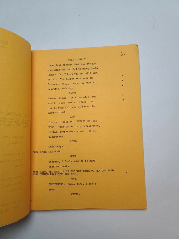 MORK & MINDY / 1981 TV Script, Conrad Janis & Robert Donner "The Wedding"