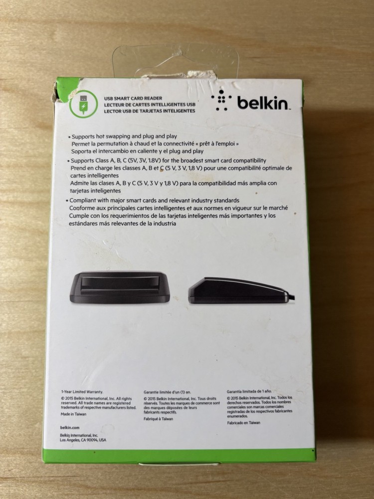Belkin USB Smart Card Reader Compatible Class A/B/C CAC Compatible NEW