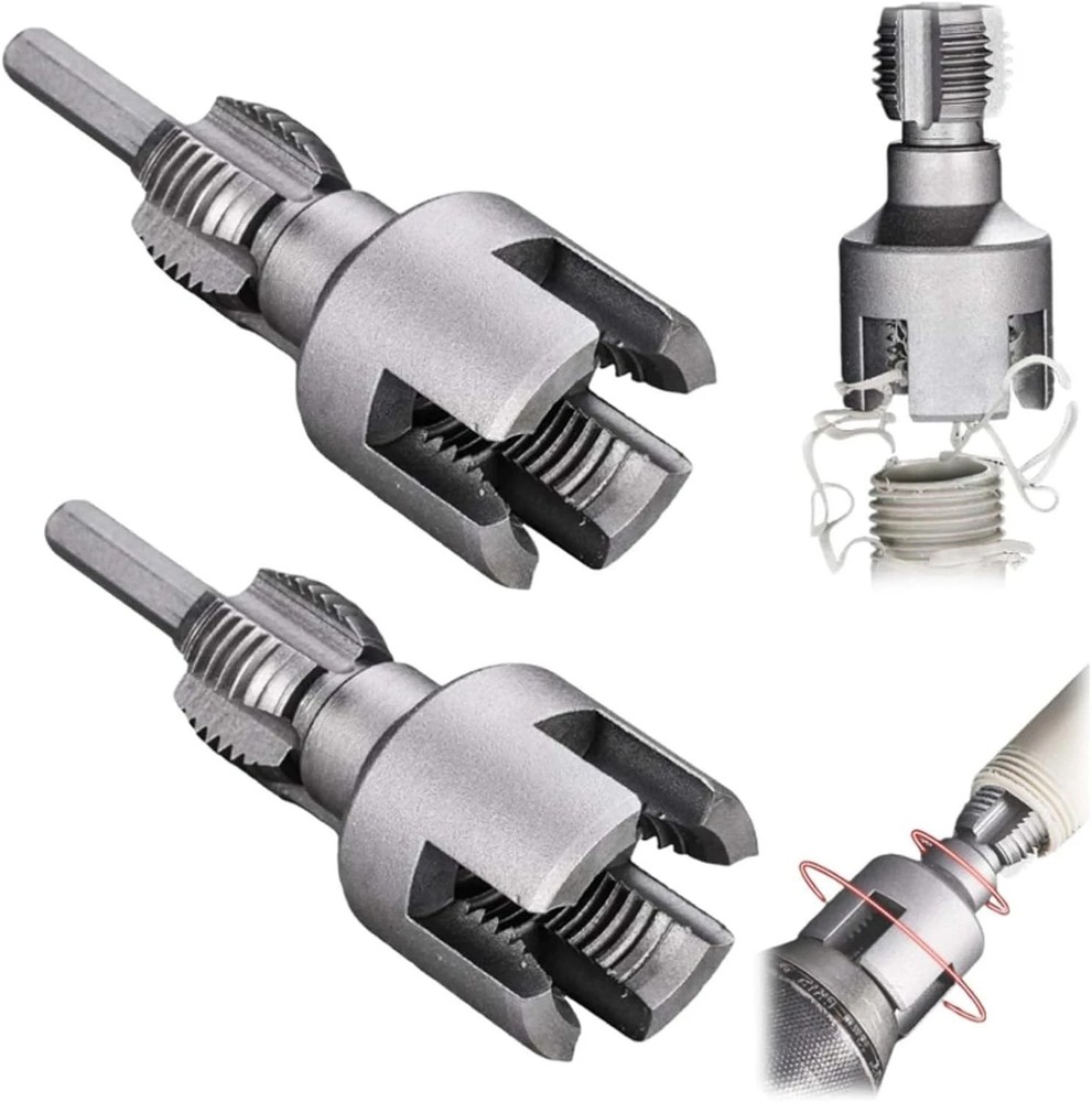 2Pcs 1/2'' 3/4'' Water Pipe Threading Tool Integrated Internal & External Pipe