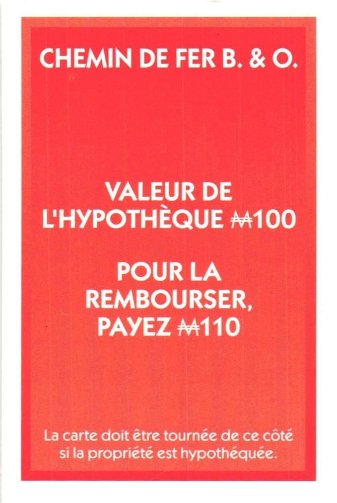 2021 Carte Monopoly Chemin De Fer B. O.
