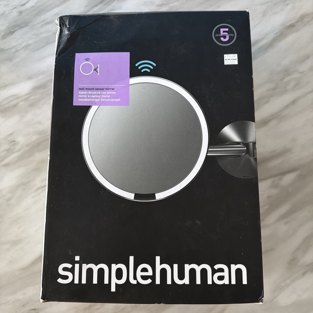 Simplehuman ST3003 Wall Mount Sensor Mirror Tru-Lux LED 5x NEW Open Box