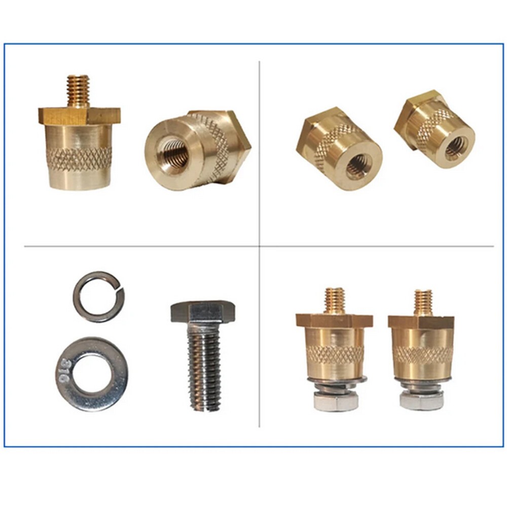 4PC Battery Pole Adapter Terminal Connector Brass M6 M8 Thread Positive Negative