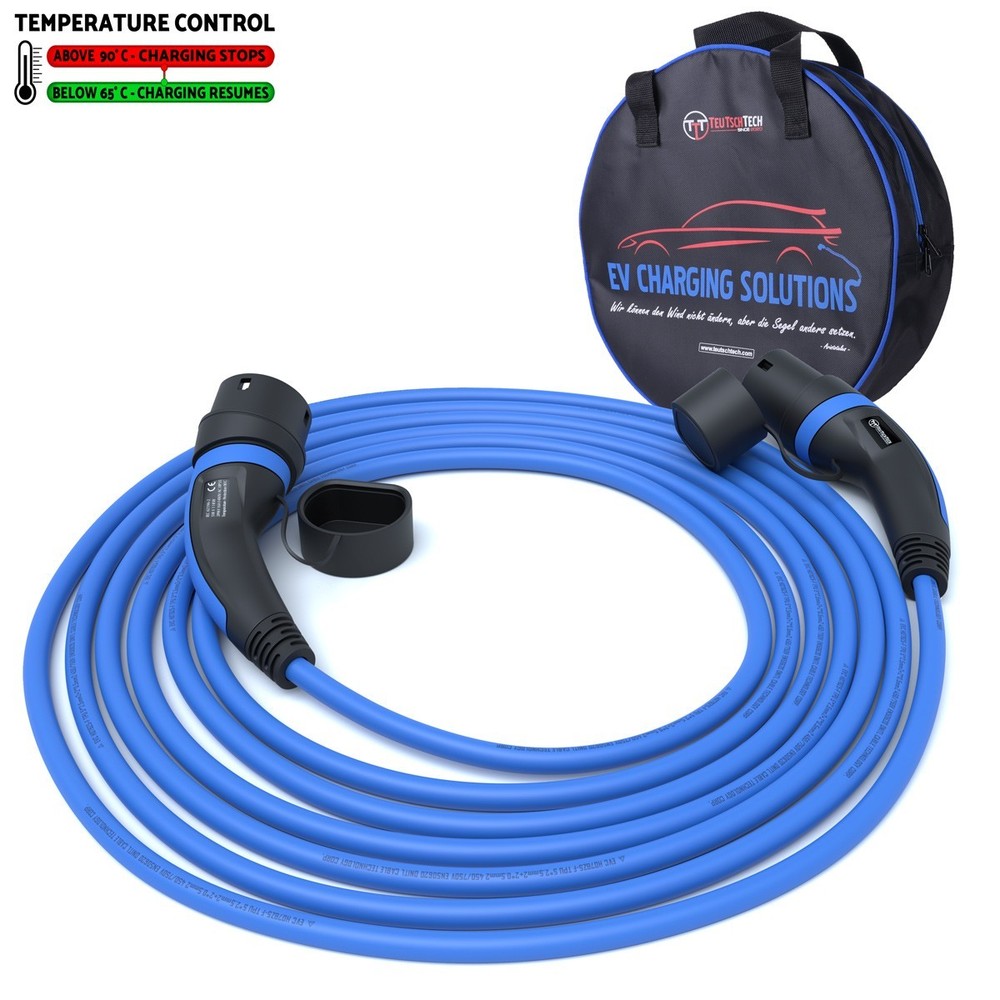 Charging Cable Type2 | 11kW | 5m | 3x16A | Temperature Monitored | Safe Charging