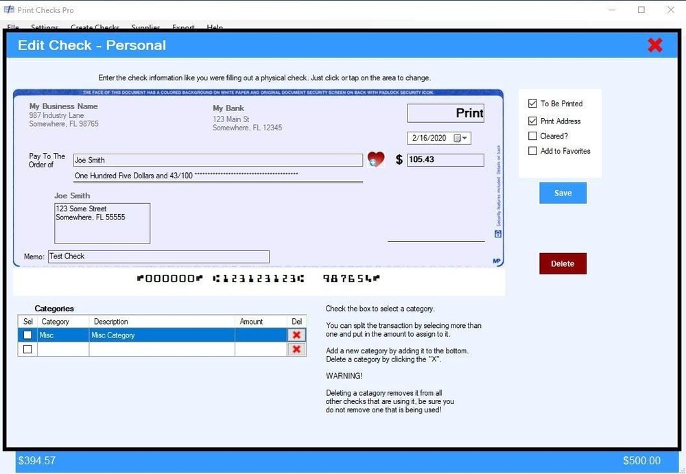 Print Checks Pro - Check Printing Software for Windows 10/11