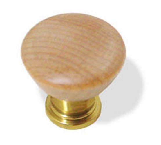 1-1/4" Maple Wood Knob with Brass Base